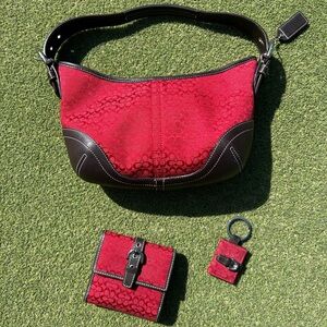 Vintage Coach purse, wallet and key fob